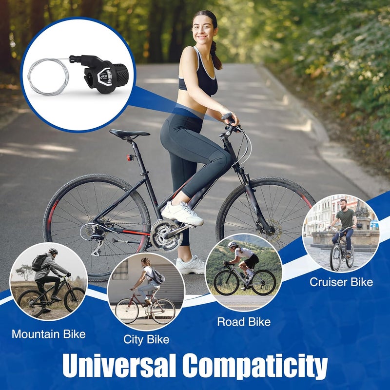 FOMAS Bike Shifter Lever 8 Speed Twist Grip Gear with Window Display Shift Cable for Mountain Bike Cruiser Bike - Image 4